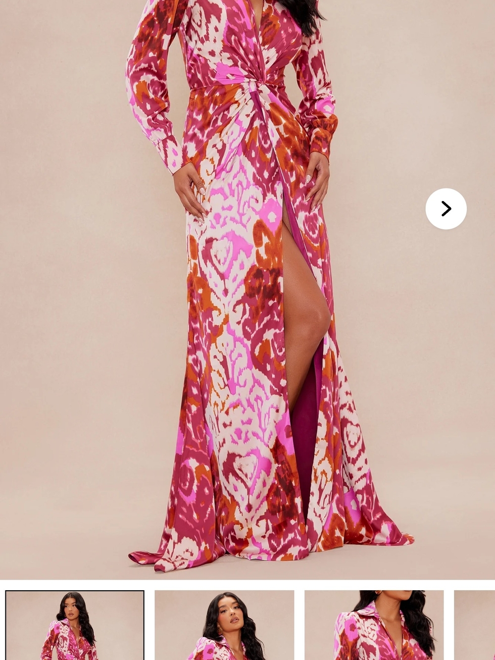 Fashion Nova Pink & Orange Twist-Front Maxi Skirt